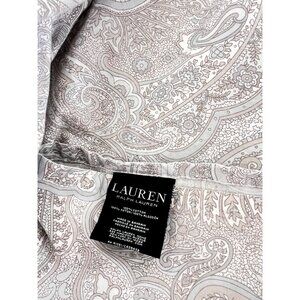 RALPH LAUREN Queen Flat Sheet Coral Beach 100% Cotton Paisley Taupe PRISTINE